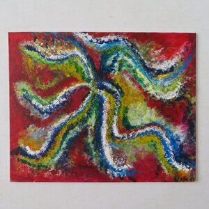 Original Abstract Acrylic Painting on Canvas Board, 8" x 10" Signed 2022